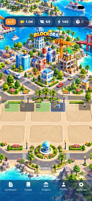 Island overview with six building plots